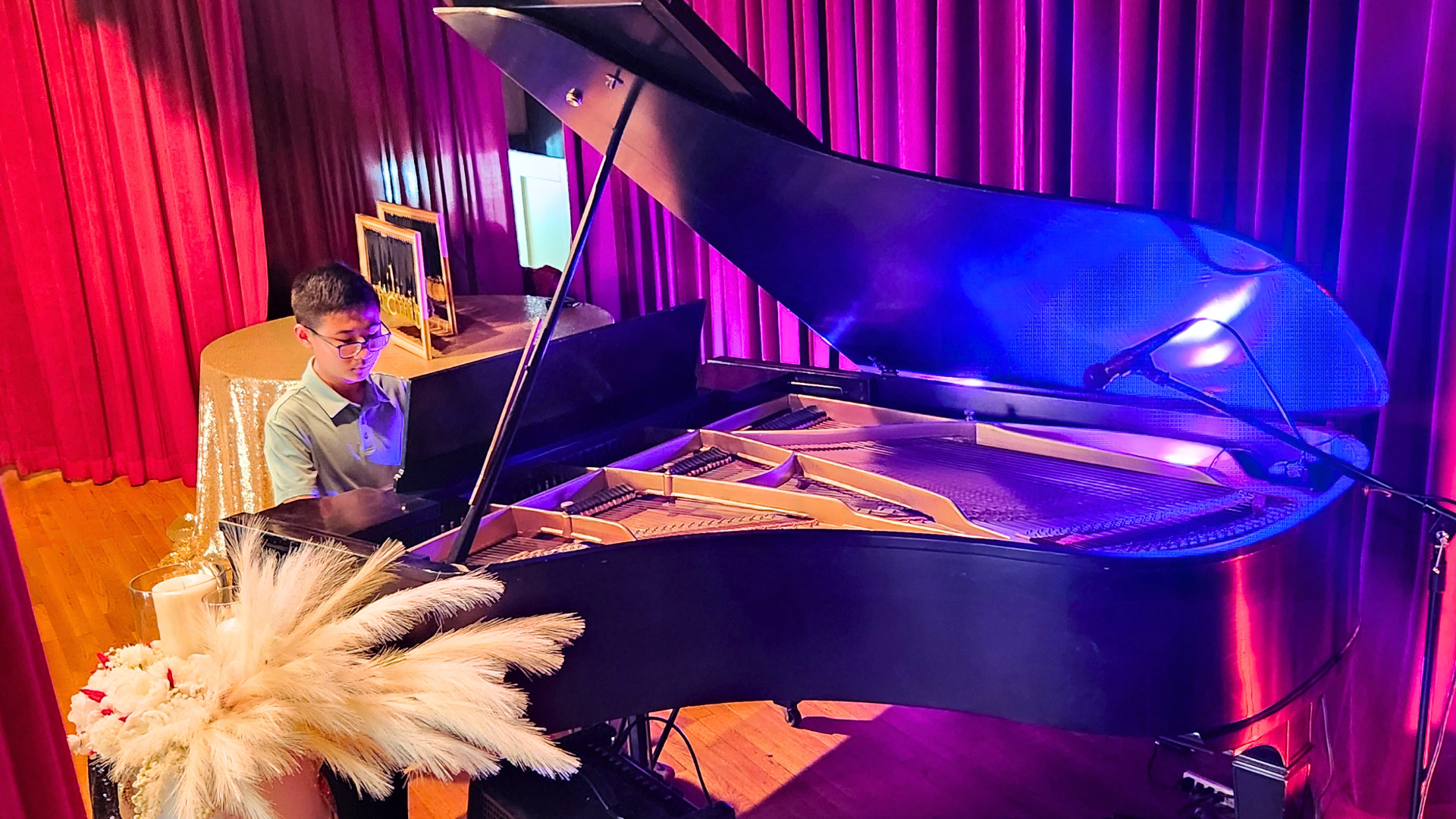 Load video: 12 year old piano student performing Sonatina in F Major on a grand piano.