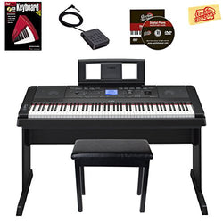 Yamaha DGX-660 88-Key Portable Grand Digital Piano Bundle Furniture-Style Bench, Dust Cover, Sustain Pedal, Instructional DVD, Instructional Book, and Polishing Cloth - Black